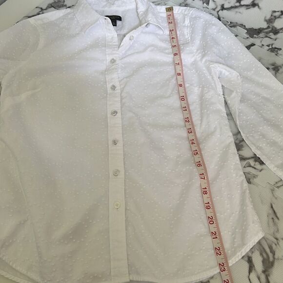 Talbots White Long Sleeve Collar Knobby Texture Shirt Size Petite Small - Picture 13 of 14